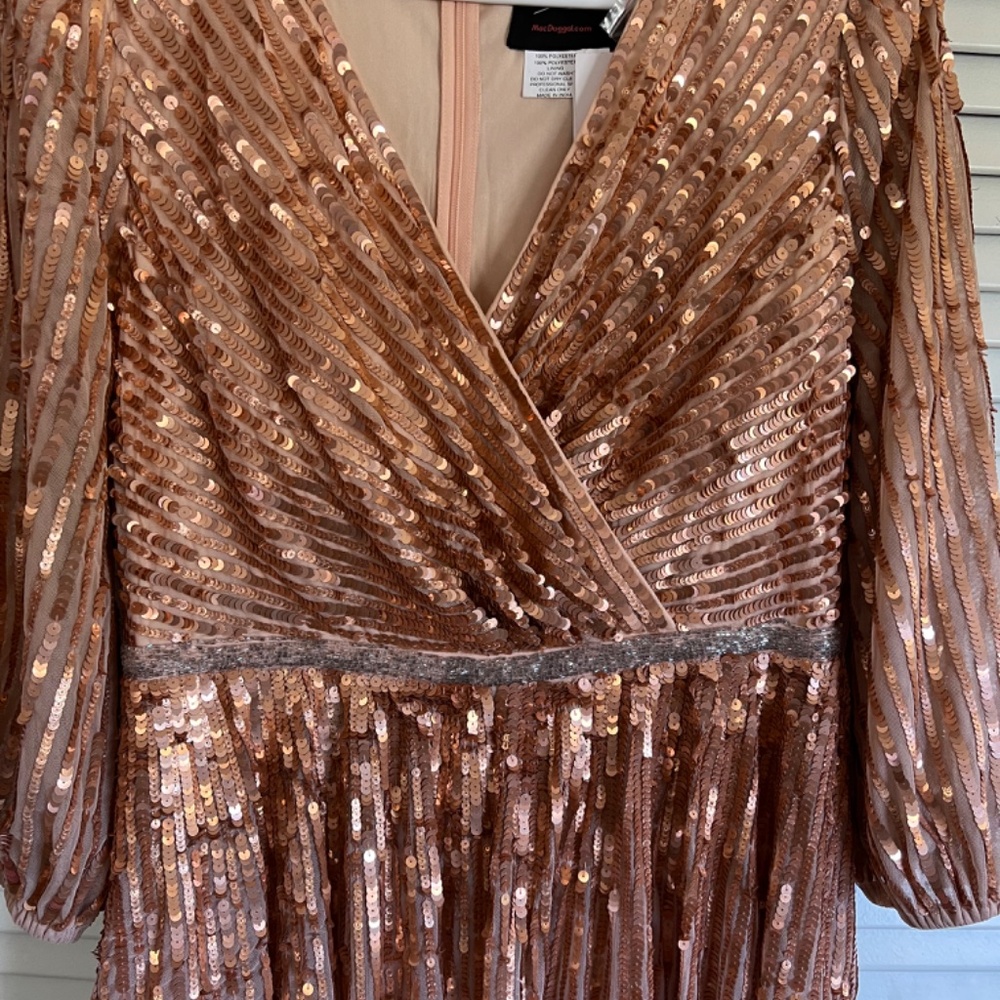 NWT Mac Duggal Sequined Wrap Over 3/4 Sleeve Gown Dress 5509 - Picture 6 of 14